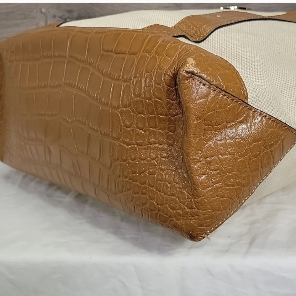 MICHAEL KORS CANVAS CROC EMBOSSED LEATHER TOTE 12
